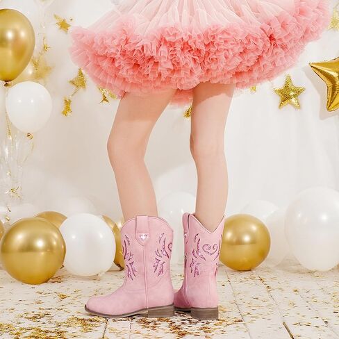 أطفال أحذية رعاة البقر الغربية ساحة تو بريق طفل الفتيات راعية البقر التمهيد منتصف العجل طفل صغير/طفل كبير حفلة عيد ميلاد أحذية ركوب الخيل in Kuwait