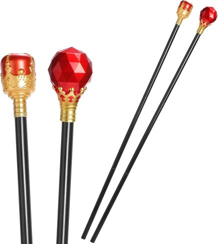 2 Pcs Homecoming King Queen Scepter Set Royal Red Plastic Wand Princess Prince Scepter Wand Halloween Medieval Dress up Accessory in Saudi Arabia