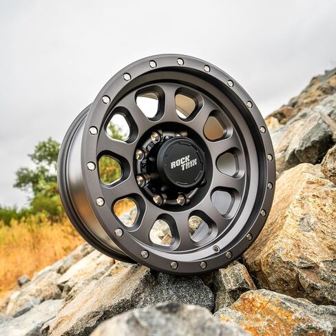 RockTrix RT111 18 inch Wheel 8x165.1 8x6.5 Compatible with Dodge Ram 2500 (1994-2024), 18x9 (-12 Offset, 4.5 Backspace), Black, Also fits Chevrolet GMC 2500 3500 in Saudi Arabia