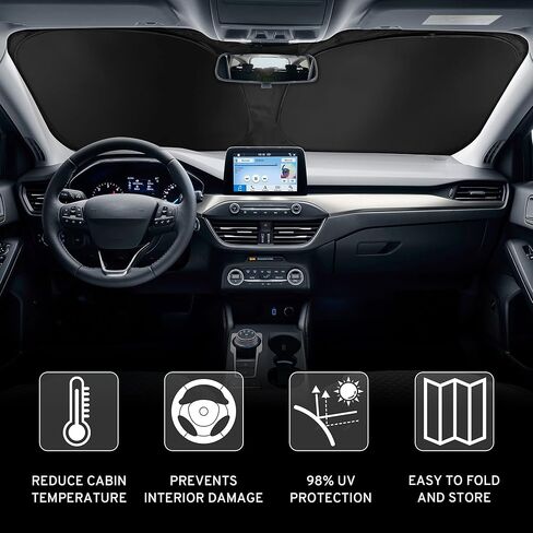 Car Windshield Sun Shade Sunshade Compatible with VW Volkswagen Golf/Golf GTI 2026 2025 2024 2023 2022-2015 Accessories, Foldable Car Front Window Sun Shield Visor in Saudi Arabia