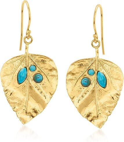 Ross-Simons 1.40 ct. t.w. Multi-Stone Leaf Drop Earrings in 18kt Yellow Gold Over Sterling in Saudi Arabia