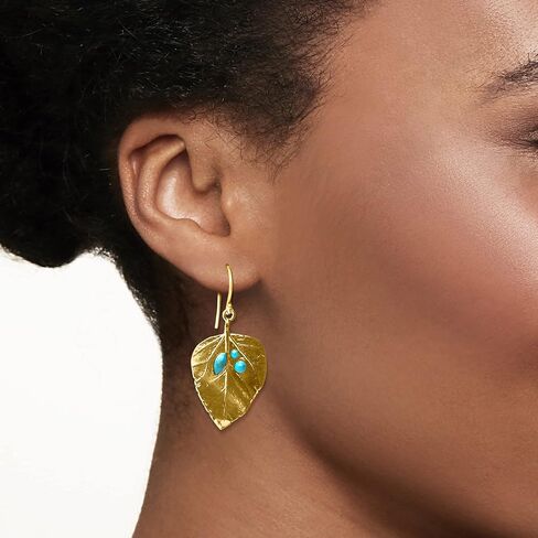 Ross-Simons 1.40 ct. t.w. Multi-Stone Leaf Drop Earrings in 18kt Yellow Gold Over Sterling in Saudi Arabia