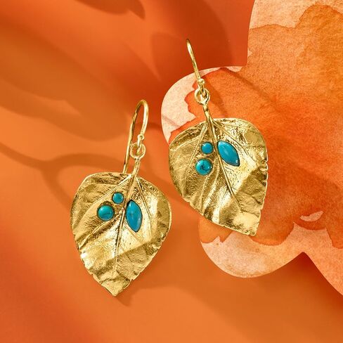 Ross-Simons 1.40 ct. t.w. Multi-Stone Leaf Drop Earrings in 18kt Yellow Gold Over Sterling in Saudi Arabia