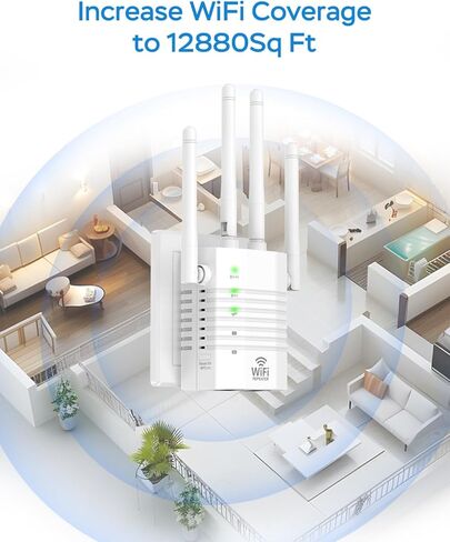 WiFi Extender ، WiFi Booster 1200Mbps Dual Band (5GHz/2.4GHz) ، معزز إشارة WIFI للمنزل ، ويتكرر WiFi مع ميناء Ethernet ما يصل إلى 12880 متر مربع. FT و 105 أجهزة in Kuwait