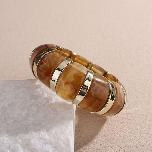 wekicici Chunky Acrylic Dangle Bracelets for Women Colorful Resin Stretch Bracelets Punk Gold Plated Resin Wide Wristband Fashion Jewelry Gift for Daily Wear in Saudi Arabia
