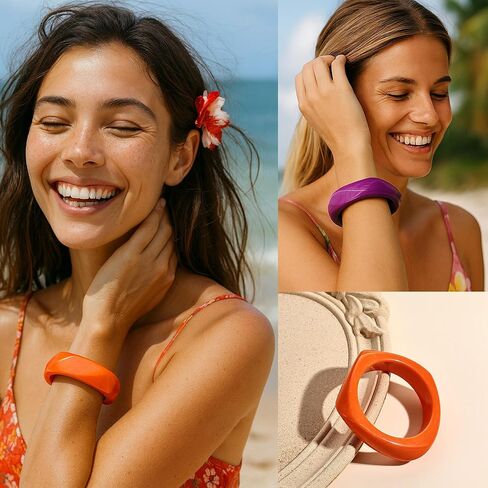 8 Pcs Colorful Resin Bangle Bracelets Set Wide Geometric & Irregular Shapes Trendy Wrist Cuffs Fashion Jewelry for Women in Saudi Arabia