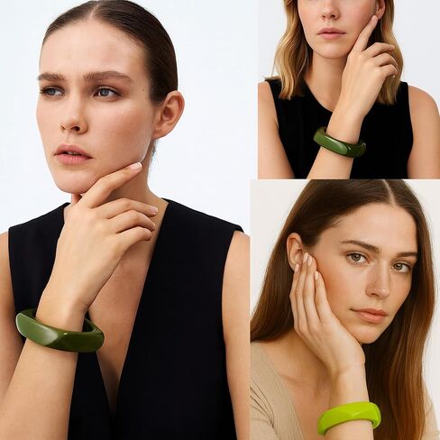 8 Pcs Colorful Resin Bangle Bracelets Set Wide Geometric & Irregular Shapes Trendy Wrist Cuffs Fashion Jewelry for Women in Saudi Arabia