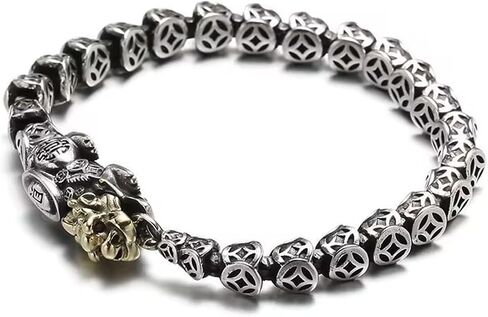 Feng Shui Pi Xiu Bracelets Amulet, Vintage Adjustable 925 Sterling Silver Bracelet, Mantra Fortune Protection Bangle Bracelets, Hand Carved Lucky Fengshui Decor in Kuwait