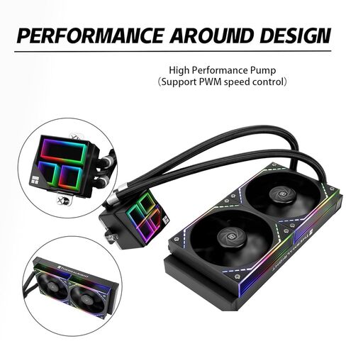 Frozen Infinity 240 White CPU Aio Cooler,TL-M12W*2 PWM Fans,Computer CPU Water Cooler,ARGB Infinity Mirror,240 CPU Liquid Cooling:LGA1851/1700/1150/1151/1200/2011,PC Water Cooling in Kuwait