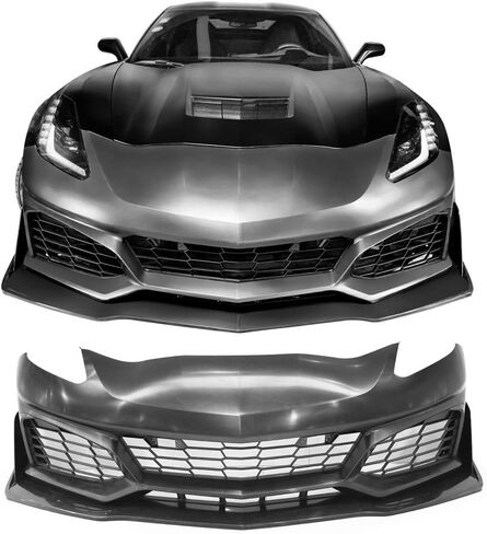 IKON MOTORSPORTS Front Bumper Cover Guard Compatible With 2014-2019 Chevrolet Corvette C7, Upgrade ZR1 Style PP Bumper Guard Protector Mask in Saudi Arabia