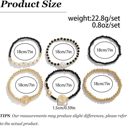 HUASAI 14K Gold Beaded Bracelets for Women Trendy Non Tarnish Gold Bracelet Stack Jewelry Sets Paperclip Cross Pearl Bracelets Set Stackable Jewelry for Birthday Christmas Gifts 2024 in Kuwait