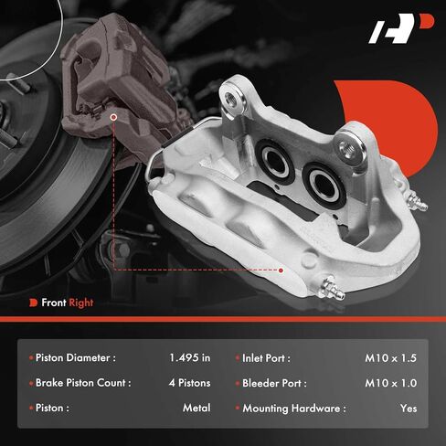 مجموعة فرجار قرص الفرامل A-Premium متوافقة مع موديلات مختارة من Chevy - Cobalt 2008-2010 2.0L 2.2L 2008 2.4L، HHR 2008-2010 2.0L - جانب الراكب الأمامي الأيمن in Saudi Arabia