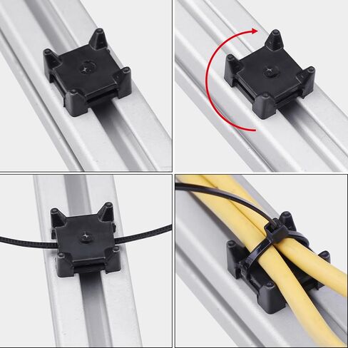 10 Pieces Plastic Cable Zip Tie Mounting Block, Cable Base Fixture, Wire Clips, Management Fastener for 45 Series Aluminum T-Slot Extruded Profiles in Saudi Arabia