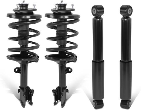 Auto Dynasty Pair of Front Coil Spring Shock Strut Mount Assembly and Rear Struts Shock Absorber Compatible with Acura MDX Honda Pilot 2001-2008, Matte Black Powdercoat in Saudi Arabia