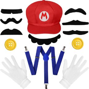 Men Caps Set with Faux Mustaches Gloves Party Cosplay Accessories Halloween Costume in Saudi Arabia