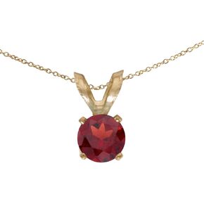 14k Yellow Gold Round Garnet Pendant with 18" Chain in Saudi Arabia
