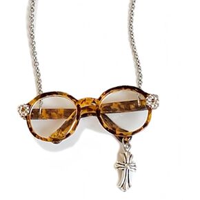 Personalized Glasses Shape Cross Pendant Necklace, Bolo Cowboy Necktie Accessories Small Pendant, Delicate Faith Jewelry Religious Gifts for Women, Trendy Country Jewelry Gifts for Dresses Jeans Country Concert Outfit in Kuwait