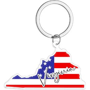 Virginia Souvenirs Keychain With Key Ring - American Flag Keychain, Key Holder For Gifts,Souvenirs From Usa,Spot M in Saudi Arabia
