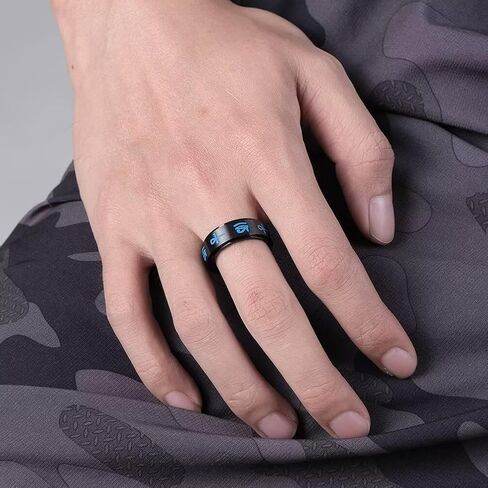 Meilord Eye of Horus Ankh Cross Spinner Rings، راكب الدراجة النارية القوطي رمز مصري قديم حلقات رون القلق حلقة دوارة حماية تميمة للرجال والنساء in Kuwait