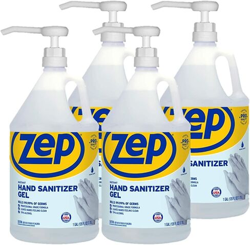 Zep Instant Hand Sanitizer Gel 70% Alcohol (1 gallon Case of 4) - Made in the USA (355824) in Saudi Arabia