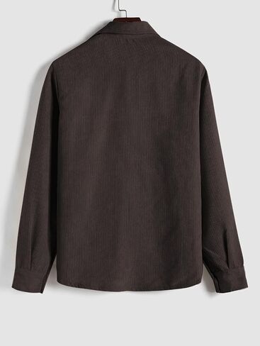 ZAFUL Men's Corduroy Shirts Solid Color 2025 Fall Half Button Long Sleeves Polo Shirt Casual Work Collared Shirt with Pocket in Saudi Arabia