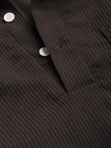 ZAFUL Men's Corduroy Shirts Solid Color 2025 Fall Half Button Long Sleeves Polo Shirt Casual Work Collared Shirt with Pocket in Saudi Arabia