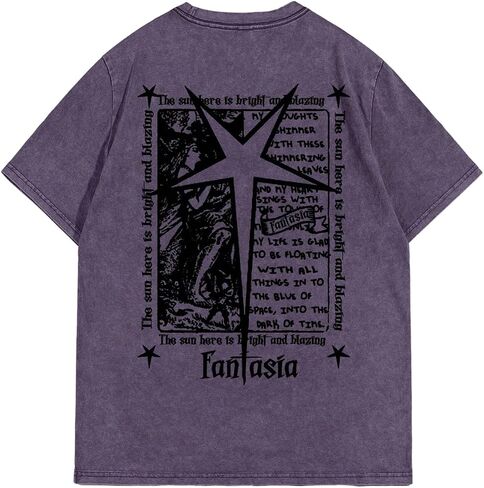 Milumia Men's Hip Hop Letter Graphic T Shirt Crew Neck Short Sleeve Drop Shoulder Loose Tee Tops in Saudi Arabia