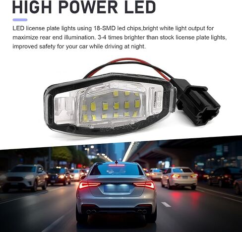 مجموعة مصابيح لوحة ترخيص LED، OEM # 34100S0A013 34104S0A013 34100S84A01 34106SNBA01 34103SNB003، متوافقة مع Honda Accord Civic City MK4 MR-V/Pilot Odyssey (أبيض) in Saudi Arabia