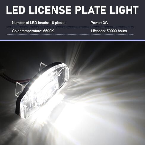 مجموعة مصابيح لوحة ترخيص LED، OEM # 34100S0A013 34104S0A013 34100S84A01 34106SNBA01 34103SNB003، متوافقة مع Honda Accord Civic City MK4 MR-V/Pilot Odyssey (أبيض) in Saudi Arabia