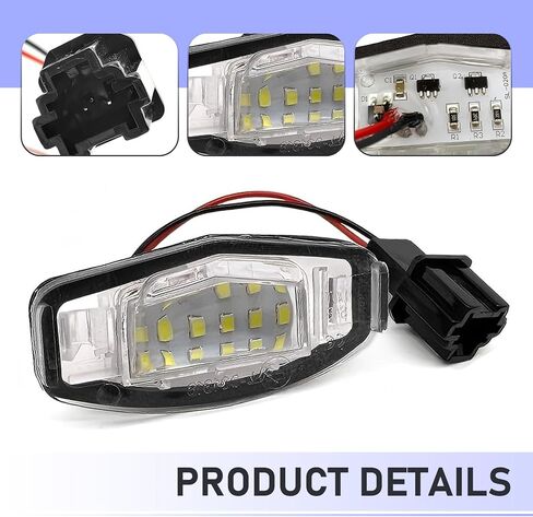 مجموعة مصابيح لوحة ترخيص LED، OEM # 34100S0A013 34104S0A013 34100S84A01 34106SNBA01 34103SNB003، متوافقة مع Honda Accord Civic City MK4 MR-V/Pilot Odyssey (أبيض) in Saudi Arabia