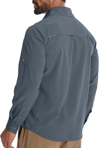 Men's Fishing Shirts with Zipper Pockets Sun Protection UPF 50+ Quick Dry Long Sleeve Hiking Shirt for Travel Safari in Saudi Arabia