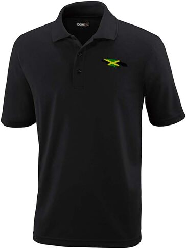 Performance Golf Tees Jamaica Flag Map Embroidery Polyester Short Sleeves Polo Shirts for Men Black Medium in Saudi Arabia