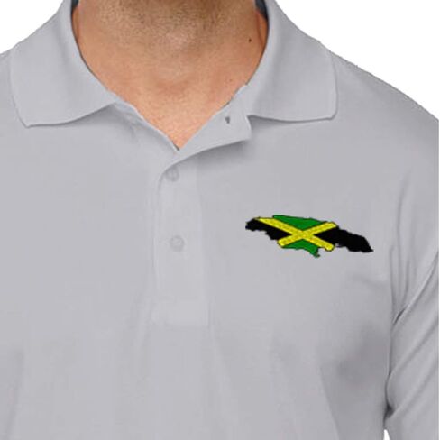 Performance Golf Tees Jamaica Flag Map Embroidery Polyester Short Sleeves Polo Shirts for Men Black Medium in Saudi Arabia