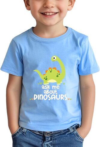 طفل ديناصور قمصان للبنين هدايا الأطفال الصغار الفتيات دينو قميص الكرتون الجرافيك تيز تيشيرت بأكمام قصيرة الملابس 2-8T in Kuwait