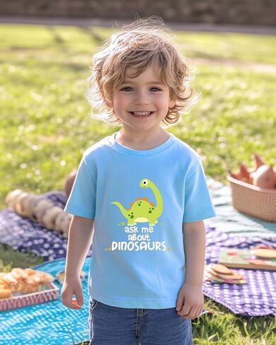 طفل ديناصور قمصان للبنين هدايا الأطفال الصغار الفتيات دينو قميص الكرتون الجرافيك تيز تيشيرت بأكمام قصيرة الملابس 2-8T in Kuwait