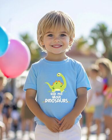 طفل ديناصور قمصان للبنين هدايا الأطفال الصغار الفتيات دينو قميص الكرتون الجرافيك تيز تيشيرت بأكمام قصيرة الملابس 2-8T in Kuwait