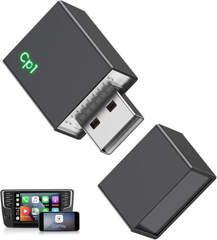 محول CarPlay اللاسلكي لـ iPhone ، بسهولة الترقية السلكية إلى carplay اللاسلكية ، Super Compact ، لا تأخر ، اتصال مستقر Carplay Dongle لـ iPhone iOS 10+ وسيارة من 2018+ ، النوع C. in Kuwait