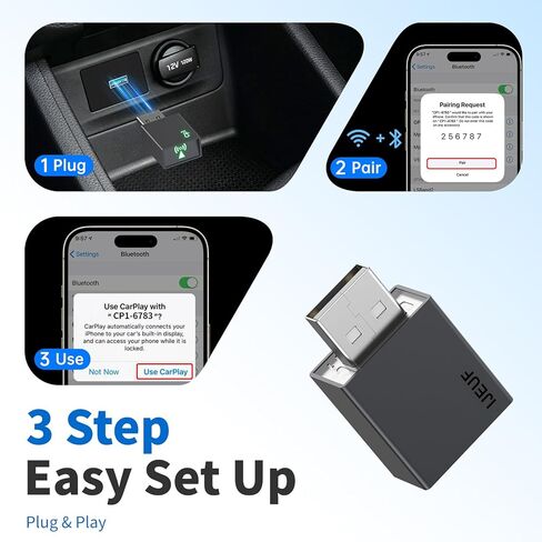 محول CarPlay اللاسلكي لـ iPhone ، بسهولة الترقية السلكية إلى carplay اللاسلكية ، Super Compact ، لا تأخر ، اتصال مستقر Carplay Dongle لـ iPhone iOS 10+ وسيارة من 2018+ ، النوع C. in Kuwait