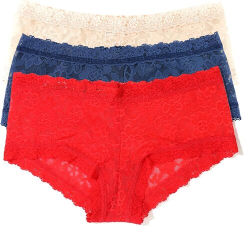 hanky panky - Daily Lace Boyshorts | Women's Underwear, Soft Stretch Fit Panties, Cotton Blend | Sizes (XS-XL), 3 pack in Kuwait