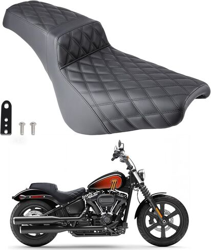 One Piece Driver & Passenger Seat Fit For Harley Softail Street Bob FXBB FXBBS 2018-2025 Softail Standard FXST 2020-2025 Heritage Classic FLHCS 114 2018-2024 (Black Stitching) in Kuwait