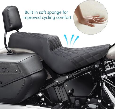 One Piece Driver & Passenger Seat Fit For Harley Softail Street Bob FXBB FXBBS 2018-2025 Softail Standard FXST 2020-2025 Heritage Classic FLHCS 114 2018-2024 (Black Stitching) in Kuwait