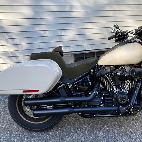 مقعد مزدوج للدراجات النارية للسائق الخلفي الأمامي مقعد وسادة للركاب مناسب لدراجة Harley Softail Low Rider FXLR FXLRS Sport Glide FLSB 2018-Up باللون الأبيض in Kuwait