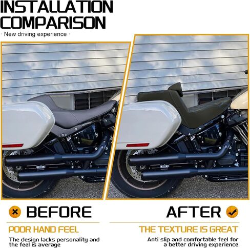 مقعد مزدوج للدراجات النارية للسائق الخلفي الأمامي مقعد وسادة للركاب مناسب لدراجة Harley Softail Low Rider FXLR FXLRS Sport Glide FLSB 2018-Up باللون الأبيض in Kuwait