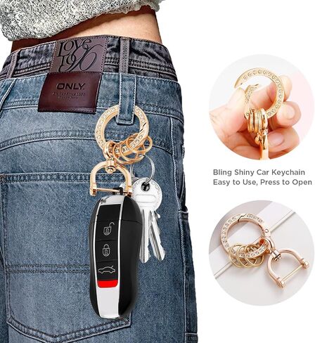 Zinc Alloy Car Key chain Holder,360 Degree Rotatable with Anti-Lost D-Ring,Fit for Truck, Ford, Jeep, Men Car Accessories in Saudi Arabia