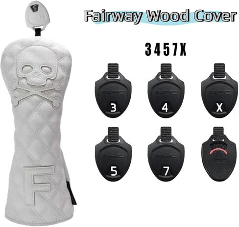 غطاء رأس نادي الجولف HELLO NRC، غطاء خشبي أسود/أبيض، 460cc Fairway Woods & Hybrid، مع ملصقات أرقام دوارة (U2/U3/U4/U5/U6/UX)، لجميع العلامات التجارية لنادي الجولف... in Saudi Arabia