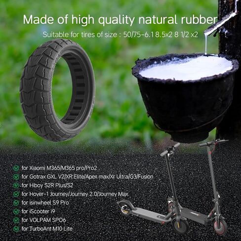 50/75-6.1 Solid Tires, 8.5x2 inch 8 1/2 x2 Electric Scooter Tire Replacement [Tubeless Tires] [Puncture-Proof] [Explosion-Proof] [Anti-Skid] [Wear-Resistant] [with Tire Levers] (2 Pack) in Saudi Arabia