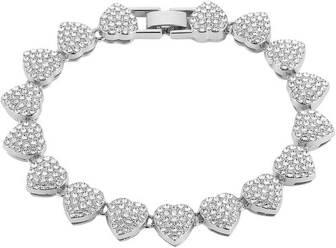 HZMAN Love Hearts Bracelet for Women Shiny Cubic Zirconia Link Bracelet Party Wedding Jewelry Gift in Saudi Arabia