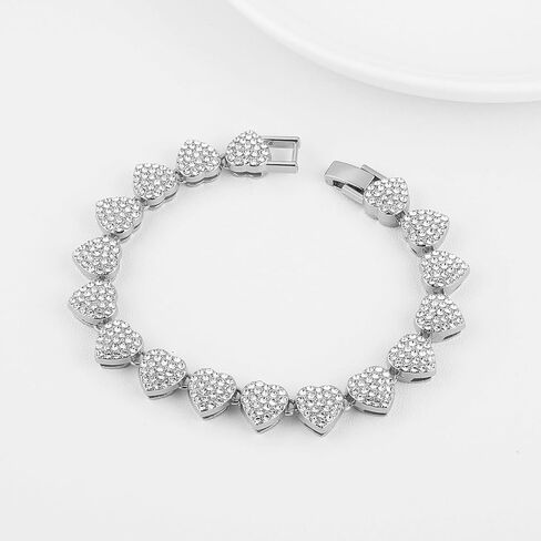 HZMAN Love Hearts Bracelet for Women Shiny Cubic Zirconia Link Bracelet Party Wedding Jewelry Gift in Saudi Arabia