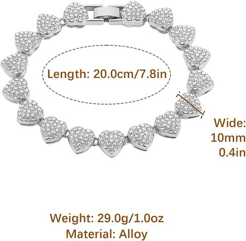 HZMAN Love Hearts Bracelet for Women Shiny Cubic Zirconia Link Bracelet Party Wedding Jewelry Gift in Saudi Arabia