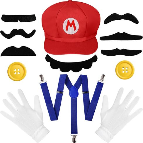 Men Caps Set with Faux Mustaches Gloves Party Cosplay Accessories Halloween Costume in Saudi Arabia